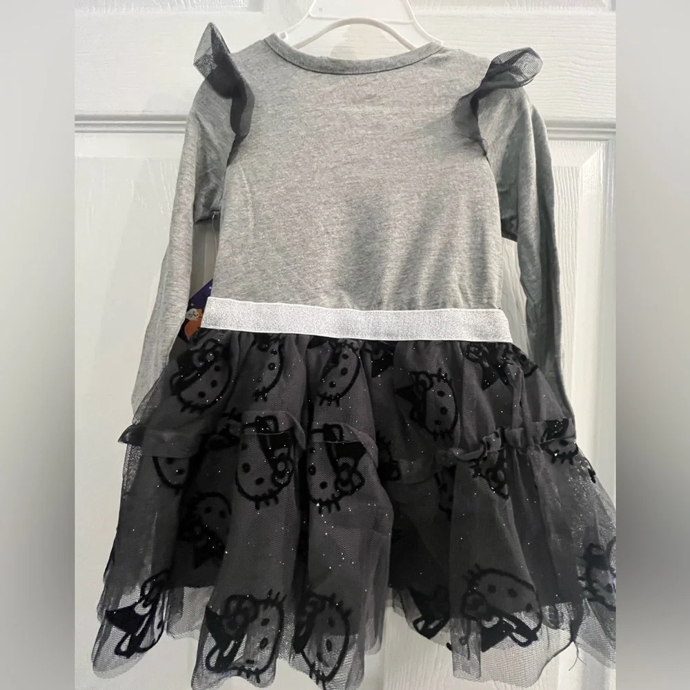 NWT HELLO KITTY Toddler Girls Glitter Halloween Tutu Dress Size
